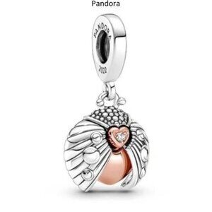 Pandora 2022 Club Charm Rose Ladybird & Heart Dangle Charm
